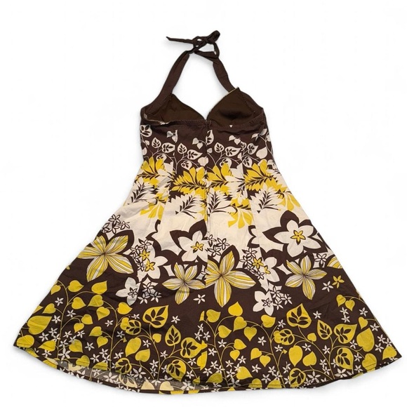 Vintage Ruby Rox Floral Halter Dress in Brown and Yellow - Small - Picture 3 of 6